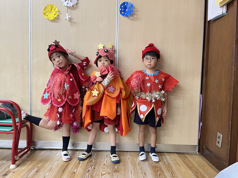 Children in colorful festival costumes